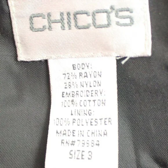 #557B Chico's Black & White Patterned Dress Jacket Size 3 (16) - Picture 9 of 10